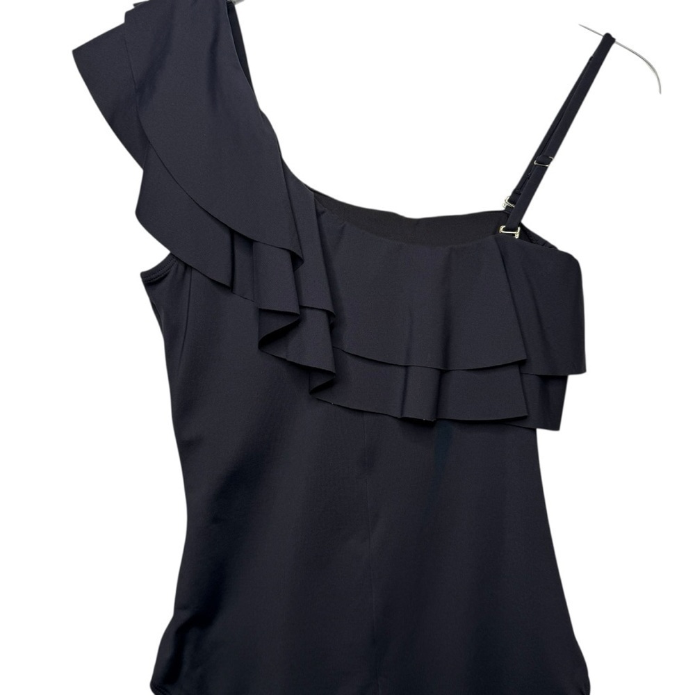 NEW Tahari Black One Shoulder Women’s Ruched One Piece Swimsuit Sz S - Picture 8 of 11